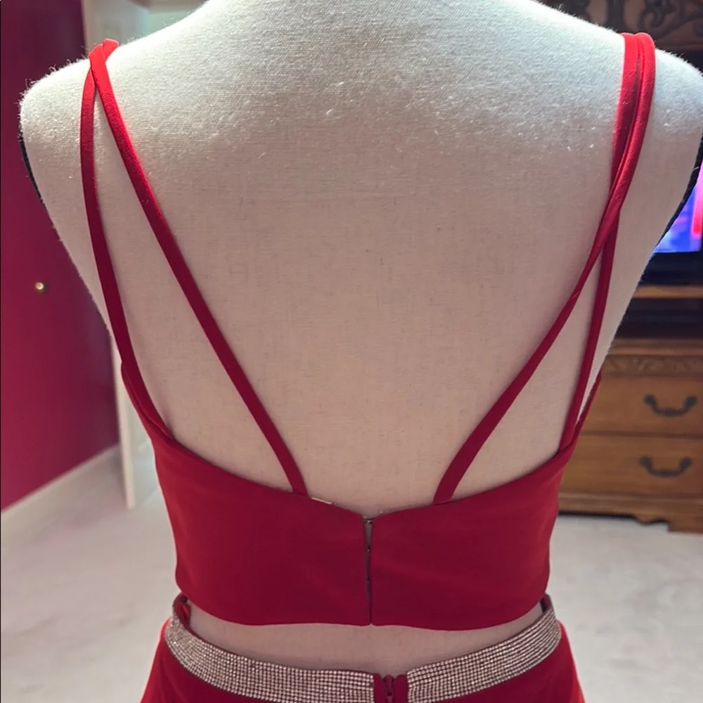 Splash Red Two-Piece with Rhinestone Detail - Picture 3 of 5